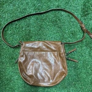 Brown Faux Leather‎ Crossbody Bag